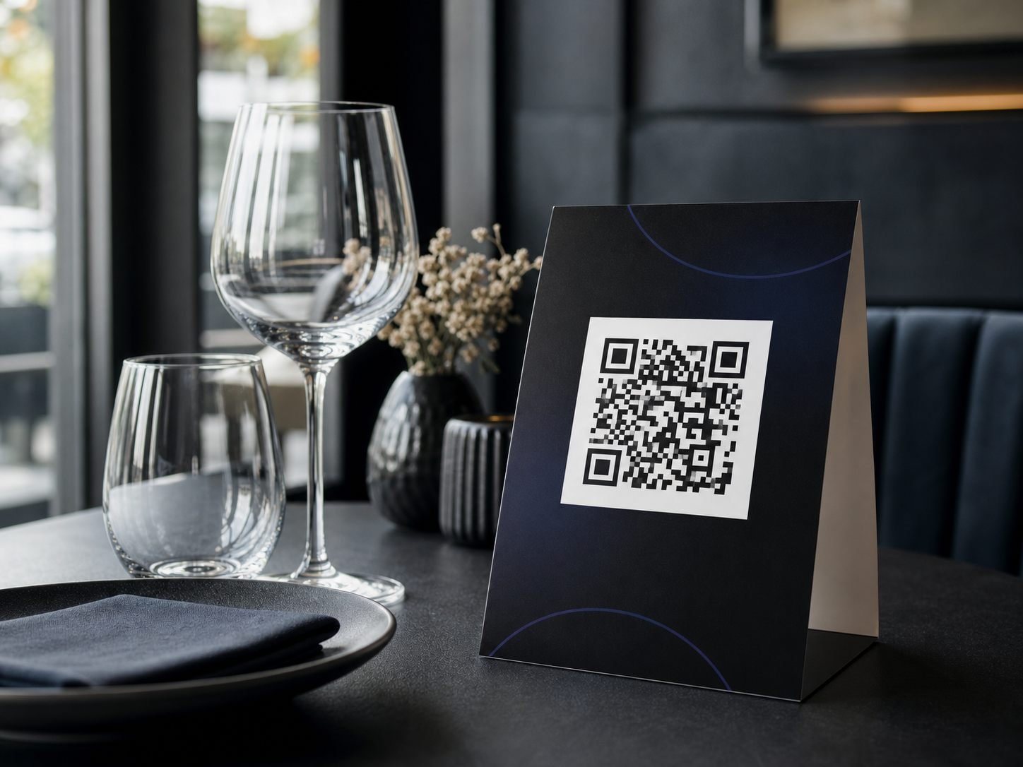 Código QR impreso en una carta de restaurante
